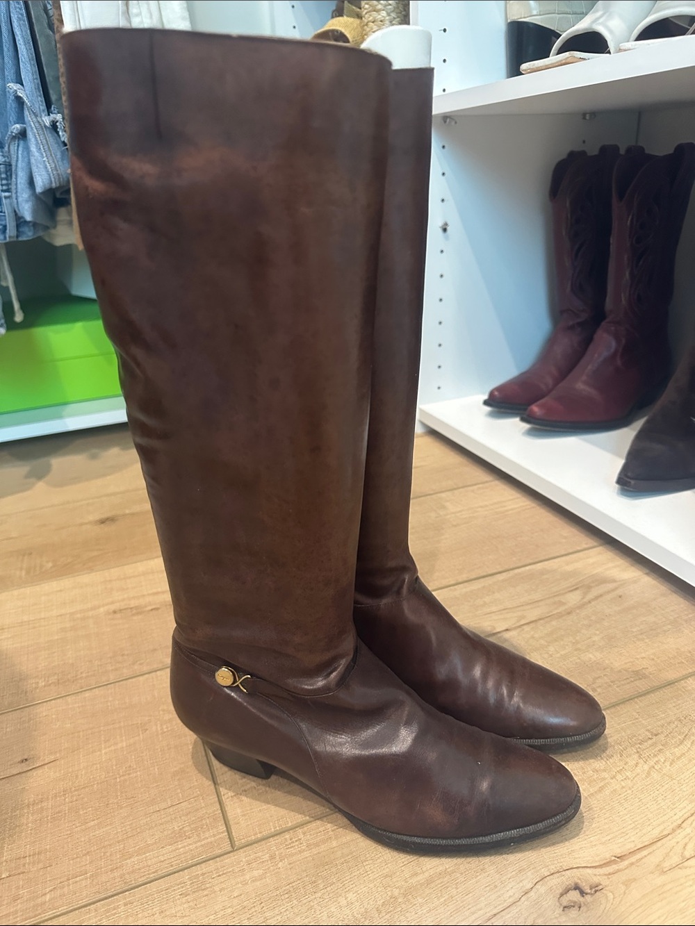 Vintage Ferragamo Leather Riding Boots